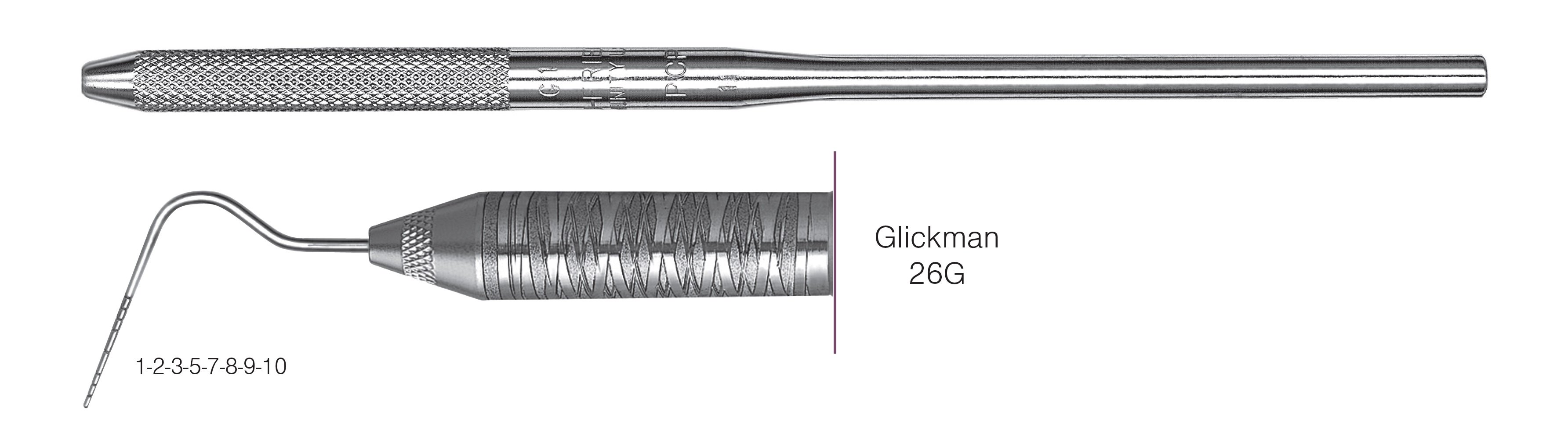 HF-P26G6-30, SINGLE-ENDED PROBES Glickman 26G, Black markings, 1-2-3-5-7-8-9-10 mm, Handle round, Single End