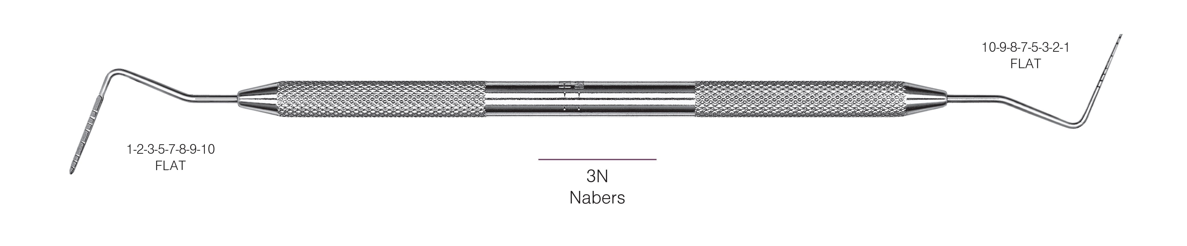 HF-P3N-31, PROBES DOUBLE-ENDED 3N/Nabers, Black markings, 1-2-3-5-7-8-9-10 mm FLAT & 10-9-8-7-5-3-2-1 mm FLAT, Handle round, Double Ended