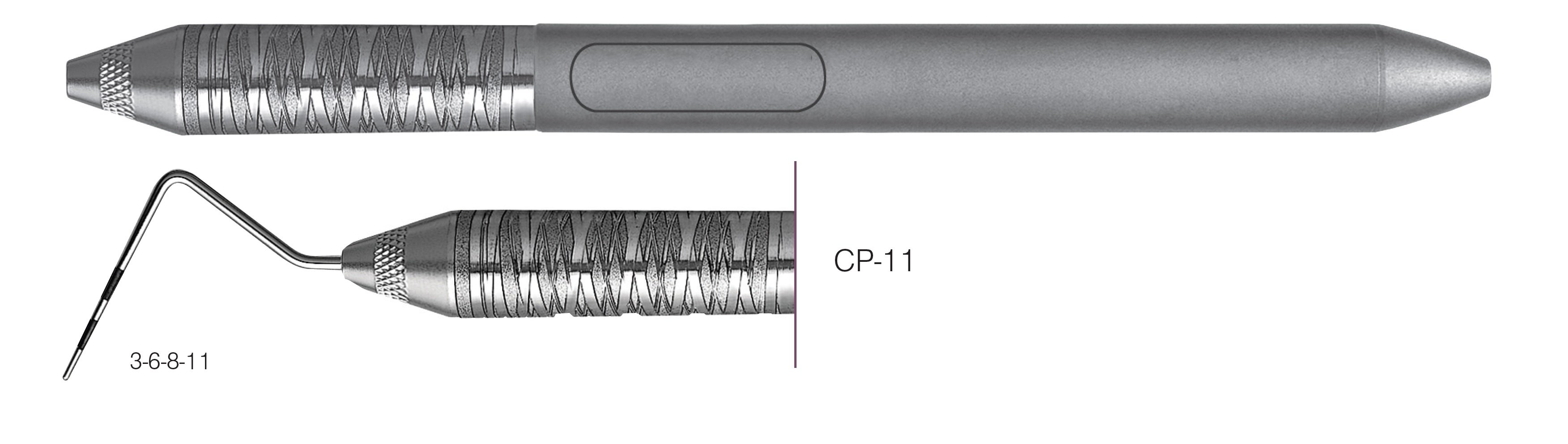 HF-PCP116-6, COLOR-CODED PROBES CP-11, Black markings, 3-6-8-11 mm, Handle Satin Steel, Aluminum Titanium Nitride (AlTiN) coating, Single End