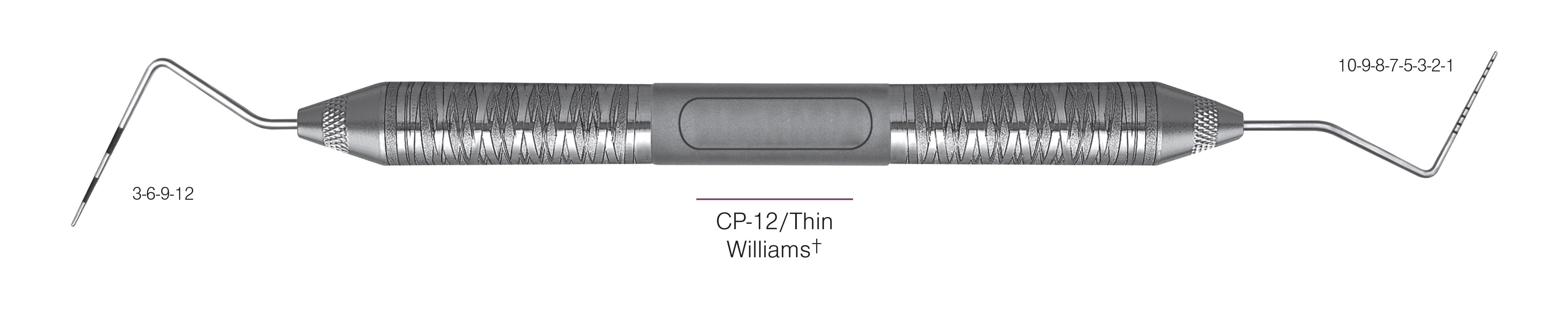HF-PCP12-QOW6-6, PROBES DOUBLE-ENDED CP-12/Thin Williams†, Black markings, 3-6-9-12 mm & 10-9-8-7-5-3-2-1 mm, Handle Satin Steel, Aluminum Titanium Nitride (AlTiN) Coating, Double Ended