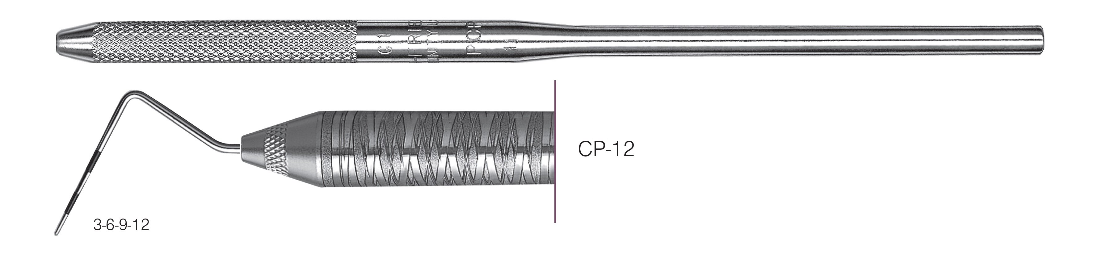 HF-PCP126-30, COLOR-CODED PROBES CP-12, Black markings, 3-6-9-12 mm, Handle round, Single End