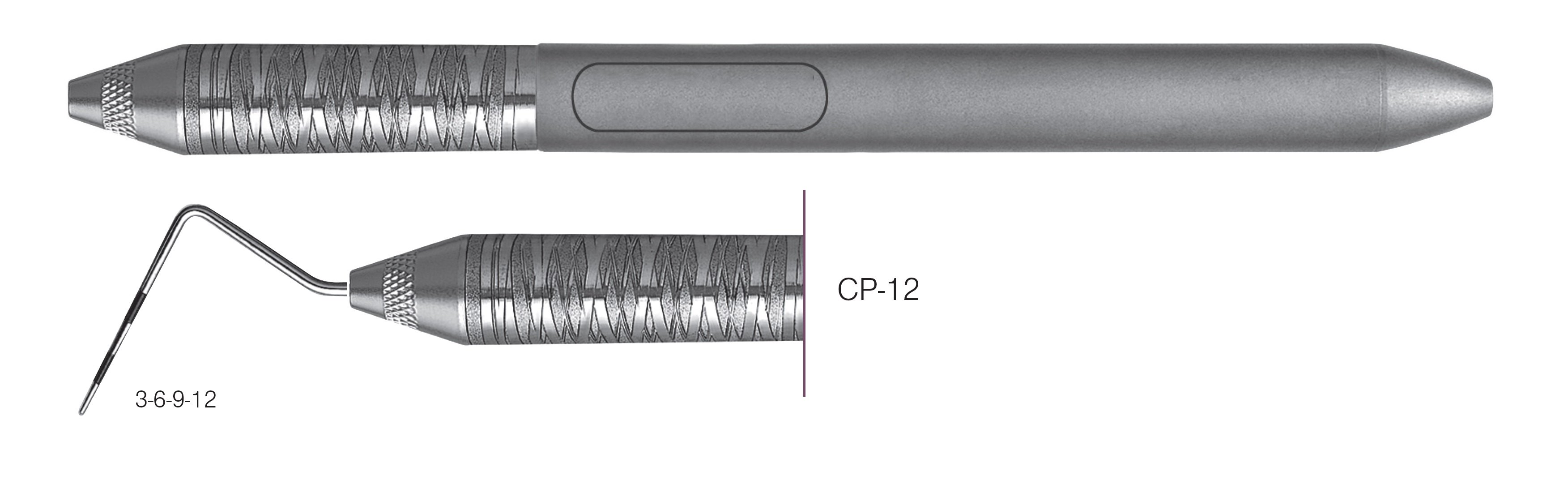 HF-PCP126-6, COLOR-CODED PROBES CP-12, Black markings, 3-6-9-12 mm, Handle Satin Steel, Aluminum Titanium Nitride (AlTiN) coating, Single End