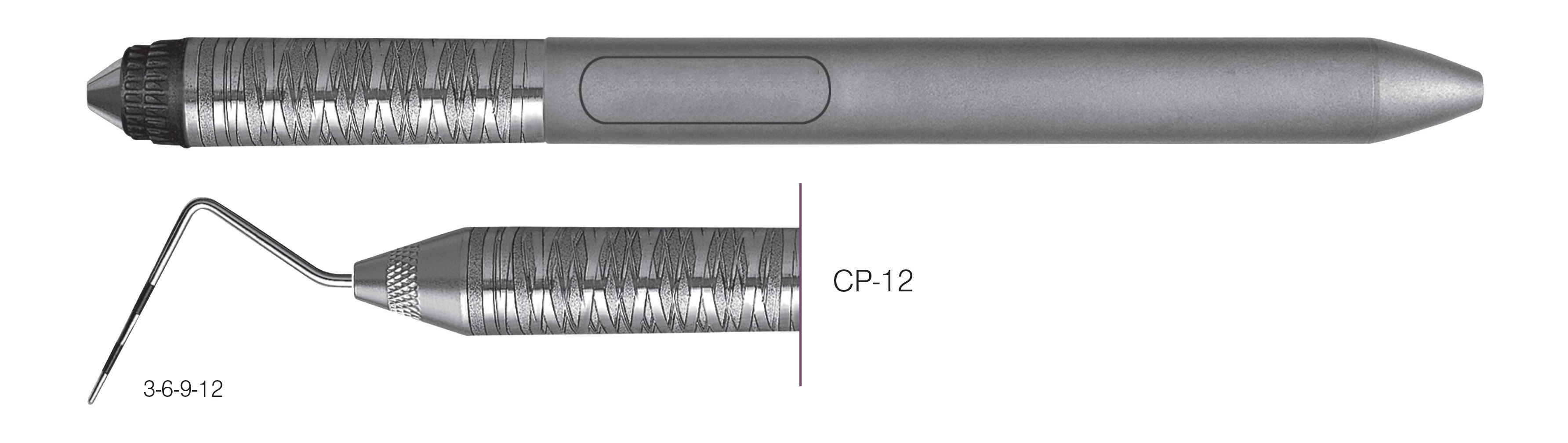 HF-PCP126-7, COLOR-CODED PROBES CP-12, Black markings, 3-6-9-12 mm, Handle Satin Steel Colours, Aluminum Titanium Nitride (AlTiN) coating, Single End