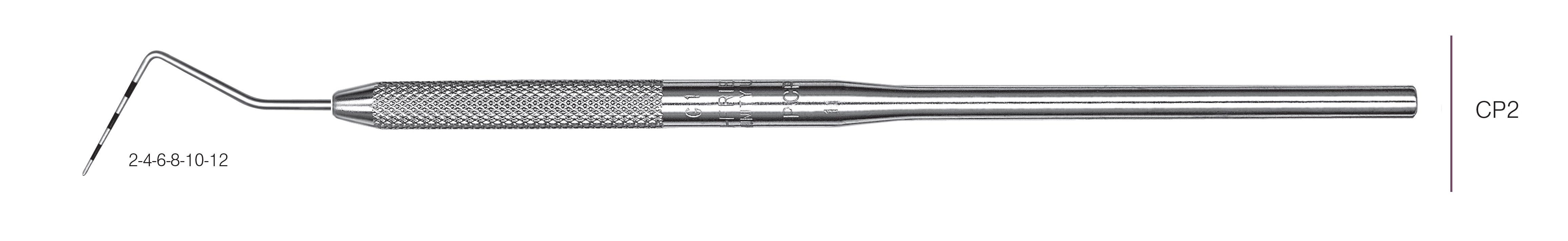 HF-PCP26-30, COLOR-CODED PROBES CP2, Black markings, 2-4-6-8-10-12 mm, Handle round, Single End