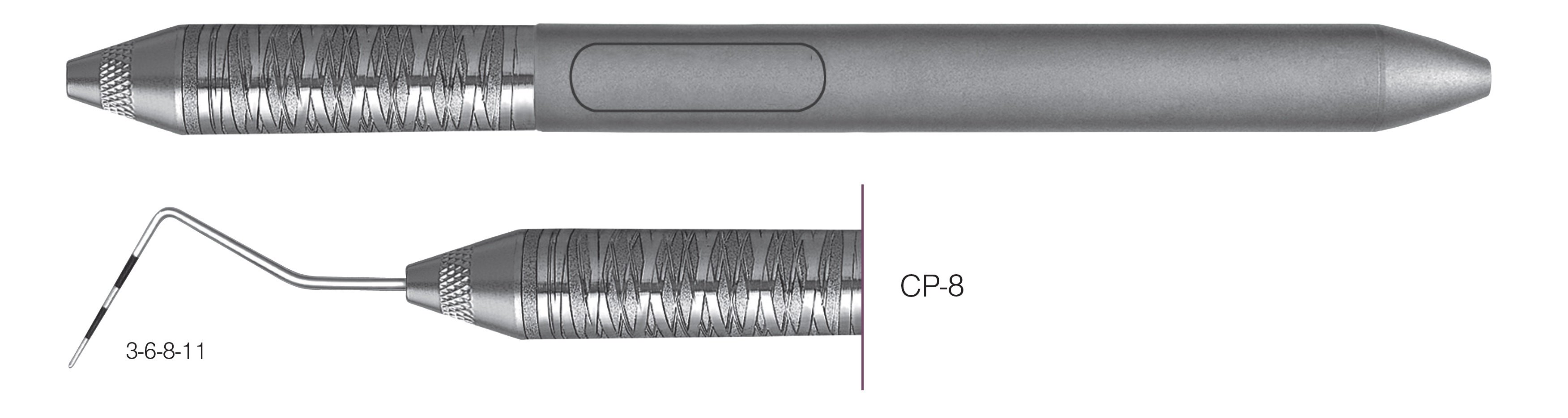 HF-PCP86-6, COLOR-CODED PROBES CP-8, Black markings, 3-6-8-11 mm, Handle Satin Steel, Aluminum Titanium Nitride (AlTiN) coating, Single End