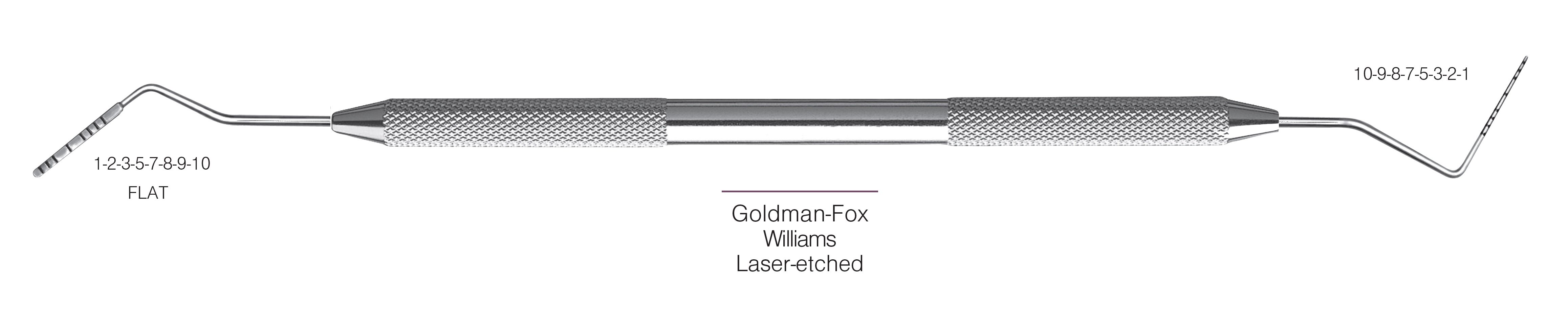 HF-PCPGF-W6-31, PROBES DOUBLE-ENDED Goldman-Fox/Williams, Laser-etched, Black markings, 1-2-3-5-7-8-9-10 mm FLAT & 10-9-8-7-5-3-2-1 mm, Handle round, Double Ended