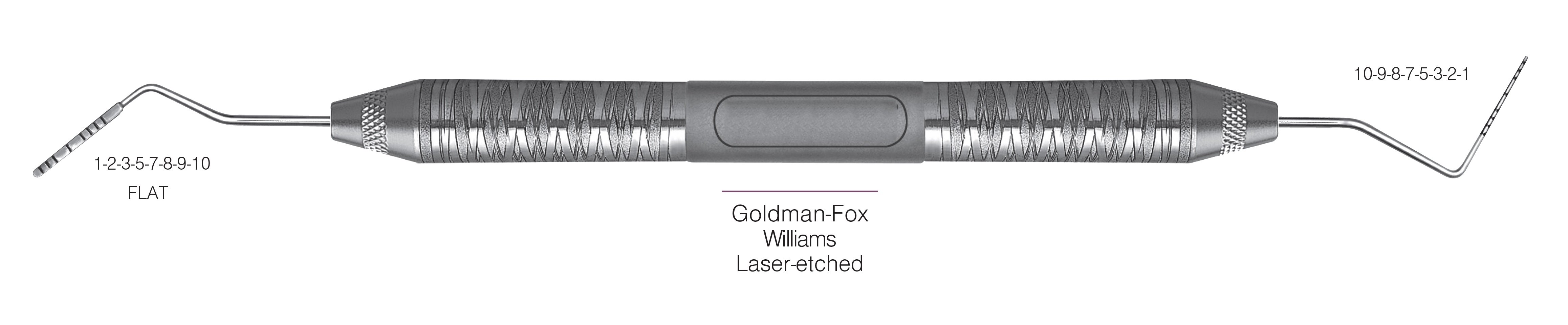 HF-PCPGF-W6-6, PROBES DOUBLE-ENDED Goldman-Fox/Williams, Laser-etched, Black markings, 1-2-3-5-7-8-9-10 mm FLAT & 10-9-8-7-5-3-2-1 mm, Handle Satin Steel, Aluminum Titanium Nitride (AlTiN) Coating, Double Ended