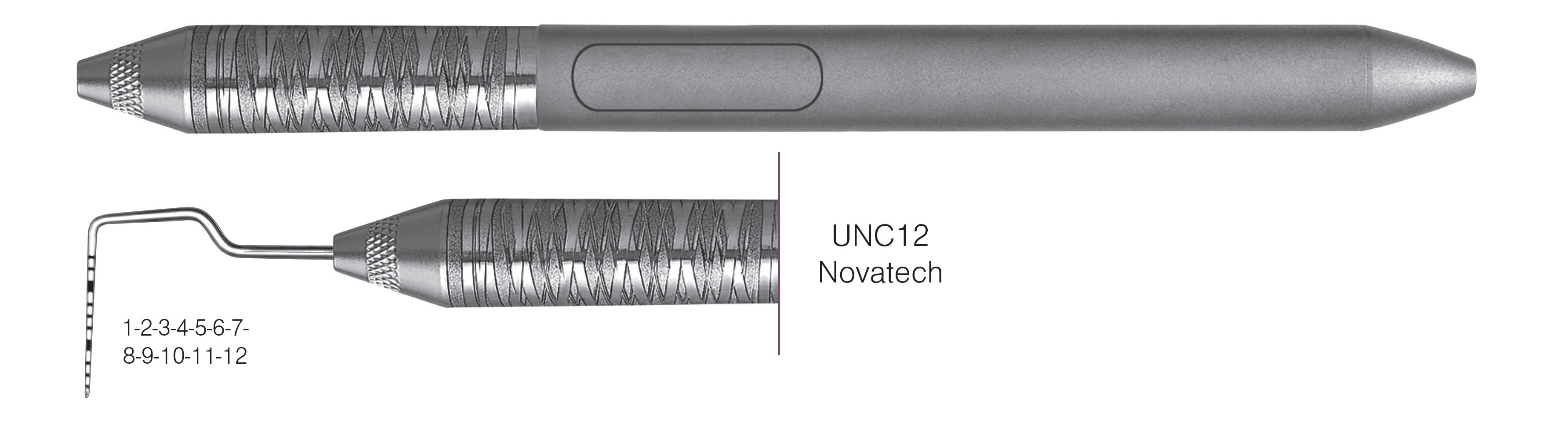 HF-PCPNT126-6, Novatech Screening Probe* UNC12, Black markings, 1-2-3-4-5-6-7-8-9-10-11-12 mm, Handle Satin Steel, Aluminum Titanium Nitride (AlTiN) Coating, Single End