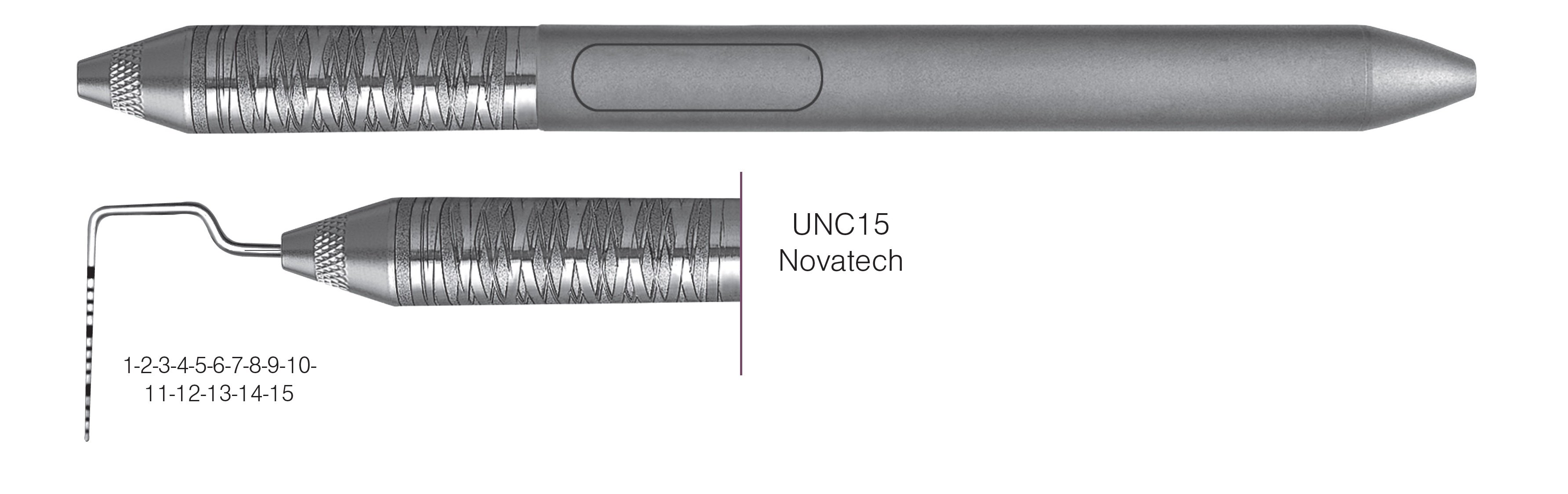 HF-PCPNT156-6, Novatech Screening Probe* UNC15, Black markings, 1-2-3-4-5-6-7-8-9-10-11-12-13-14-15 mm, Handle Satin Steel, Aluminum Titanium Nitride (AlTiN) Coating, Single End