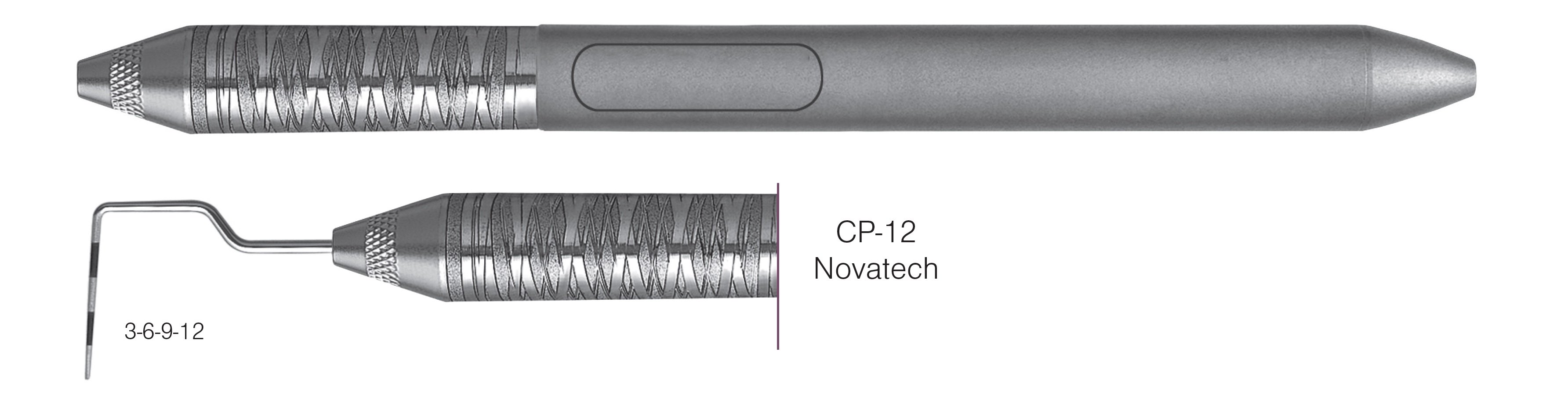 HF-PCPNT26-6, Novatech Screening Probe* CP-12, Black markings, 3-6-9-12, Handle Satin Steel, Aluminum Titanium Nitride (AlTiN) Coating, Single End
