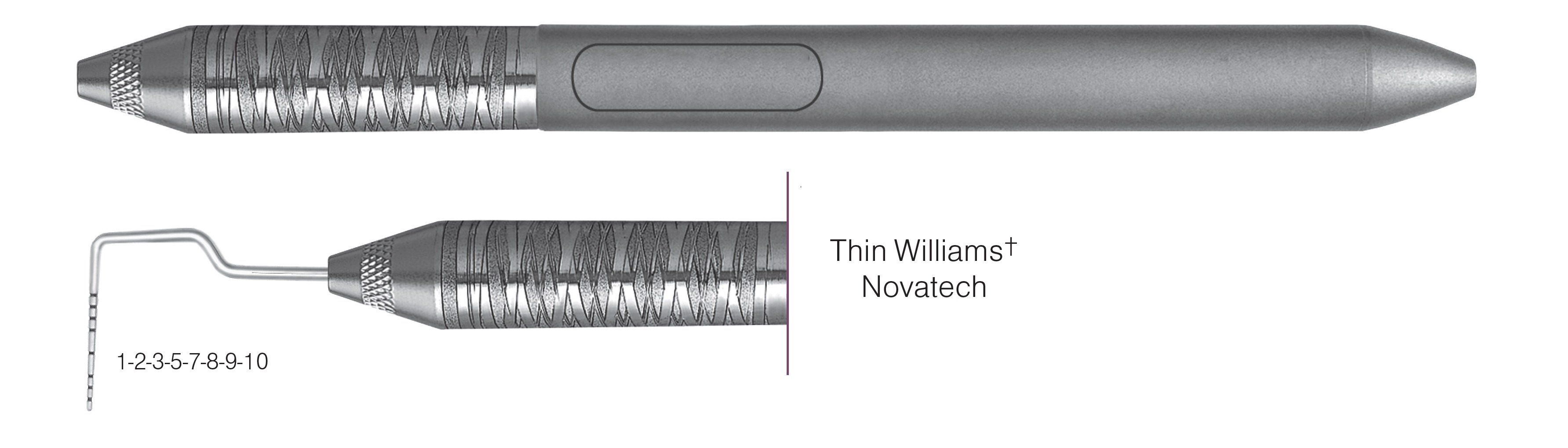 HF-PCPNTOW6-6, Thin Williams+ Novatech Probe, Black markings, 1-2-3-5-7-8-9-10 mm, Handle Satin Steel, Aluminum Titanium Nitride (AlTiN) Coating, Single End