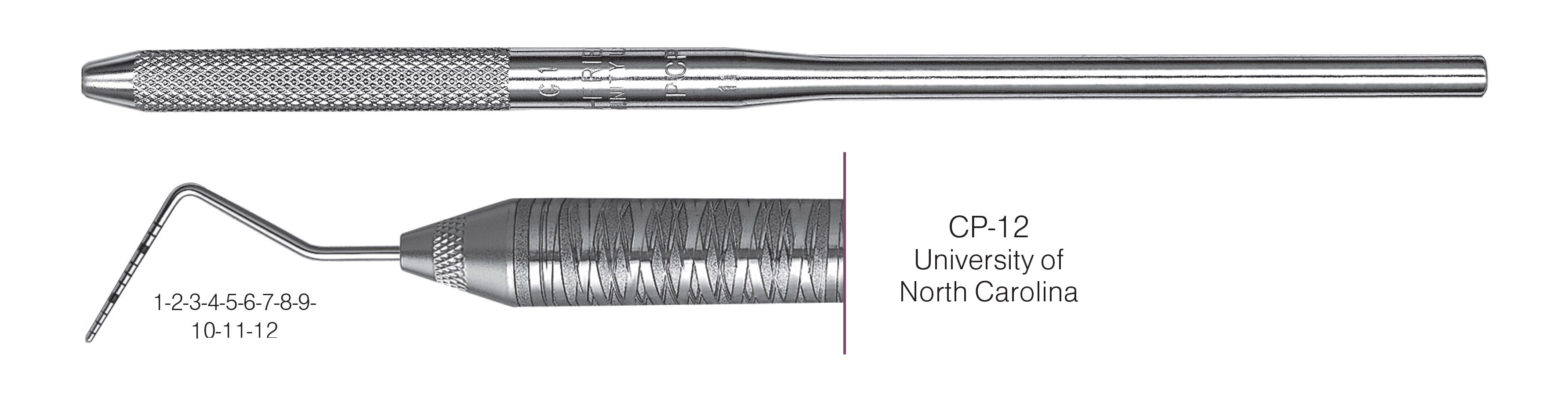 HF-PCPUNC126-30, COLOR-CODED PROBES CP-12 University of North Carolina, Black markings, 1-2-3-4-5-6-7-8-9-10-11-12 mm, Handle round, Single End