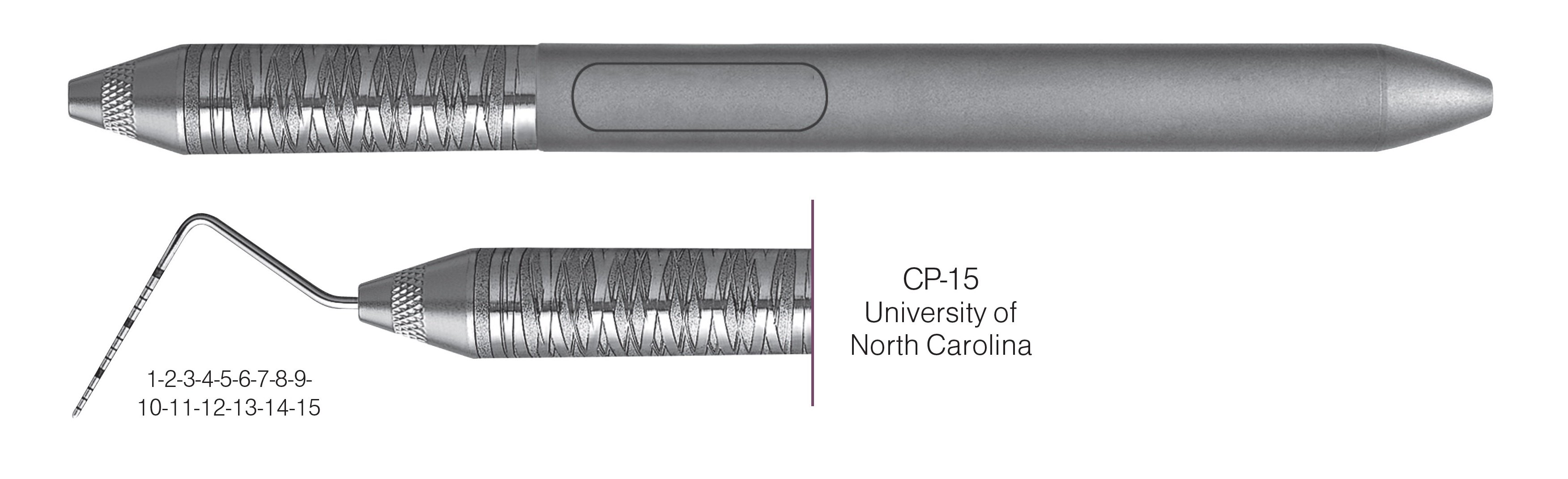 HF-PCPUNC156-6, COLOR-CODED PROBES CP-15 University of North Carolina, Black markings, 1-2-3-4-5-6-7-8-9-10-11-12-13-14-15 mm, Handle Satin Steel, Aluminum Titanium Nitride (AlTiN) coating, Single End