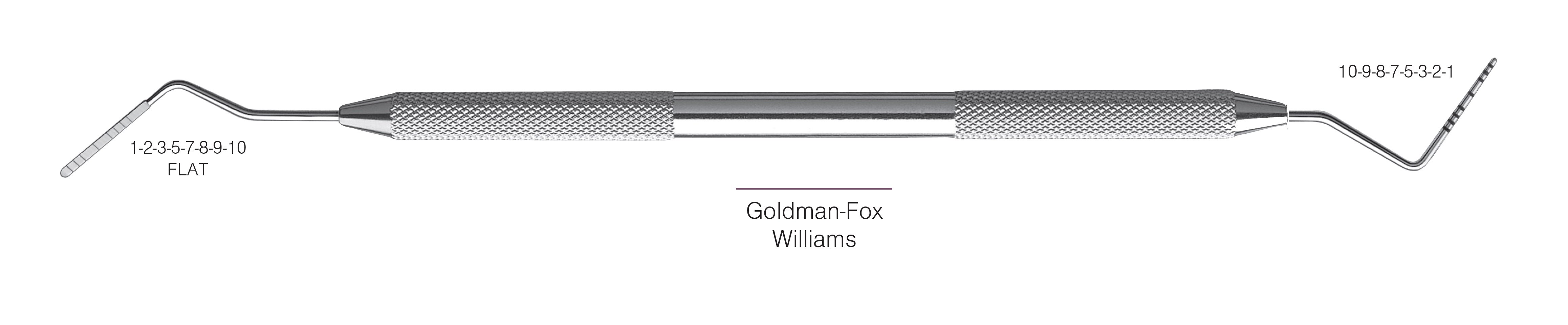 HF-PGF-W6-31, PROBES DOUBLE-ENDED Goldman-Fox/Williams, Black markings, 1-2-3-5-7-8-9-10 mm FLAT & 10-9-8-7-5-3-2-1 mm, Handle round, Double Ended