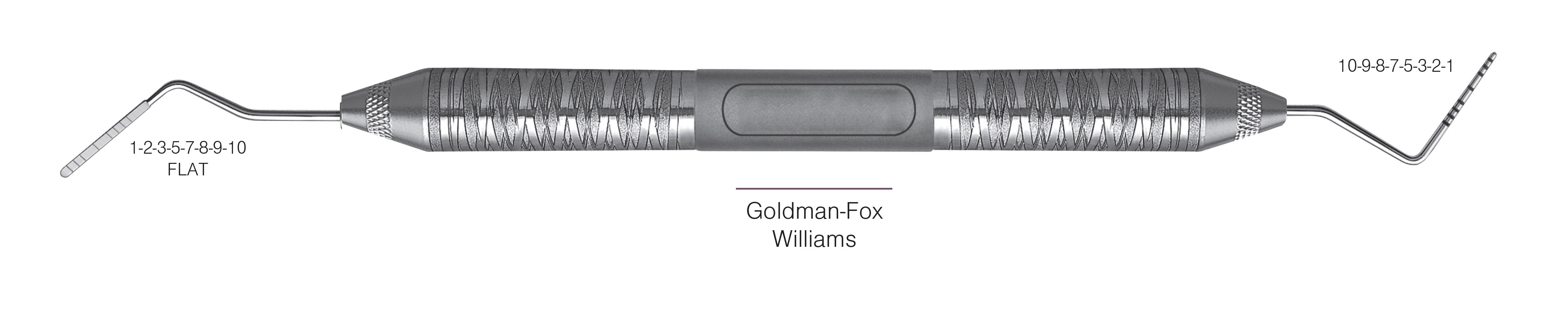 HF-PGF-W6-6, PROBES DOUBLE-ENDED Goldman-Fox/Williams, Black markings, 1-2-3-5-7-8-9-10 mm FLAT & 10-9-8-7-5-3-2-1 mm, Handle Satin Steel, Aluminum Titanium Nitride (AlTiN) Coating, Double Ended