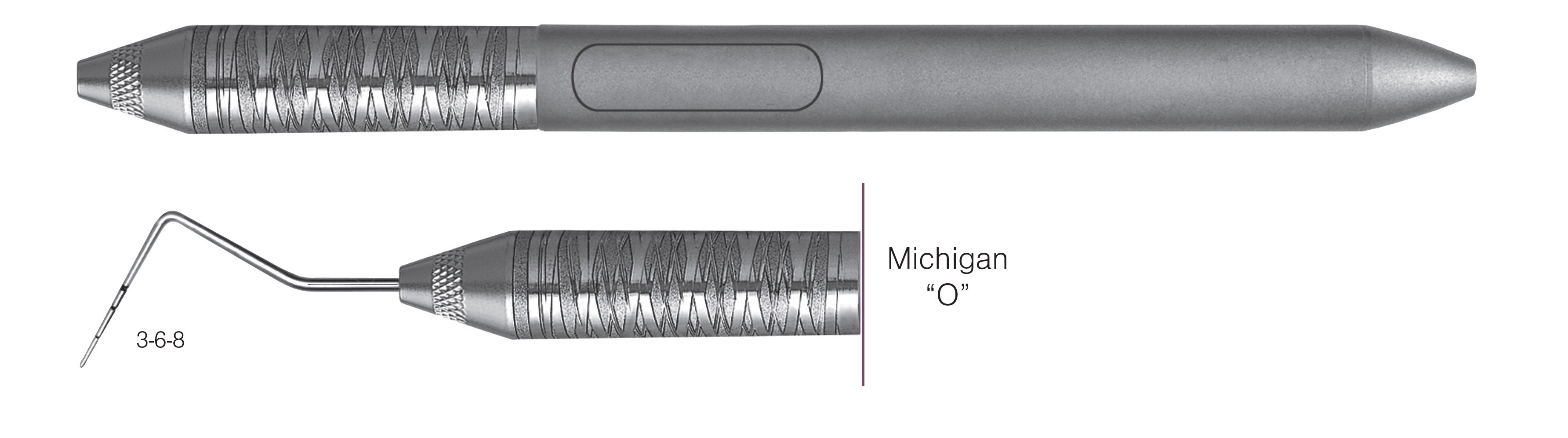HF-PO6-6, SINGLE-ENDED PROBES Michigan “O”, Black markings, 3-6-8 mm, Handle Satin Steel, Aluminum Titanium Nitride (AlTiN) Coating, Single End
