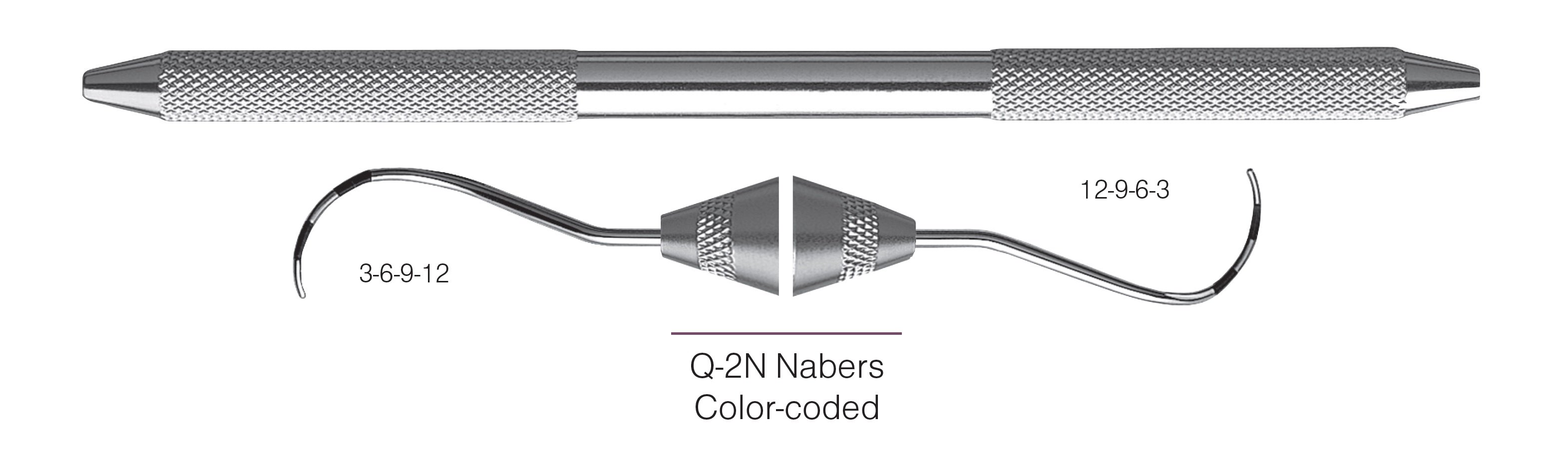 HF-PQ2N6-31, DOUBLE-ENDED FURCATION PROBES Q-2N/Nabers, Color-coded, Black markings, 3-6-9-12 mm & 12-9-6-3 mm, Handle round, Double Ended