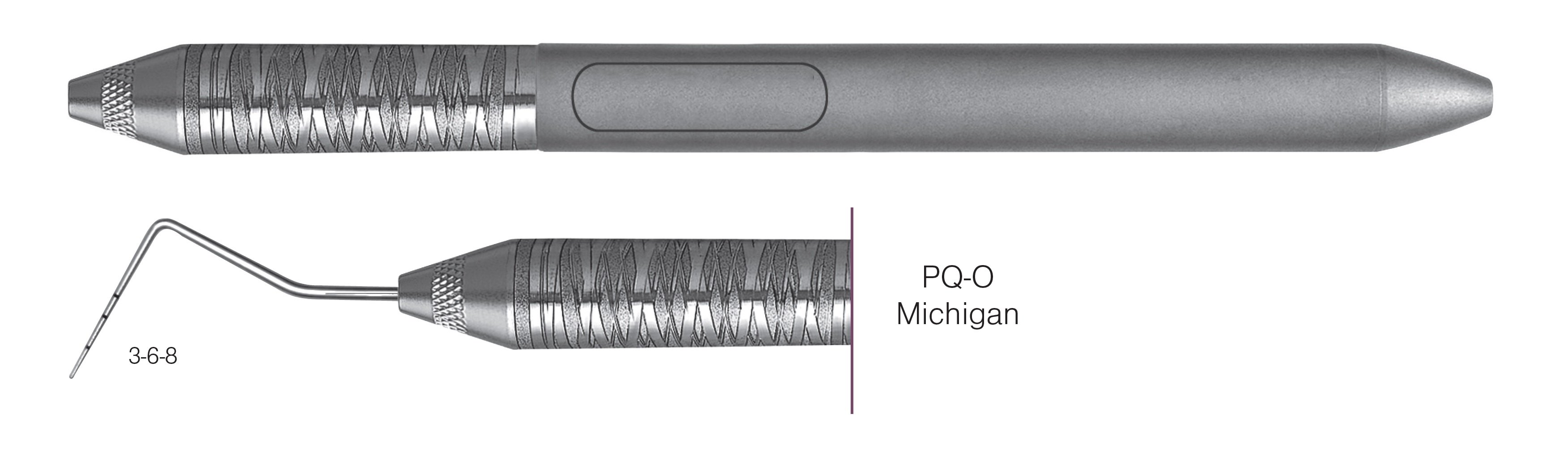HF-PQO6-6, COLOR-CODED PROBES PQ-O Michigan, Black markings, 3-6-8 mm, Handle Satin Steel, Aluminum Titanium Nitride (AlTiN) coating, Single End