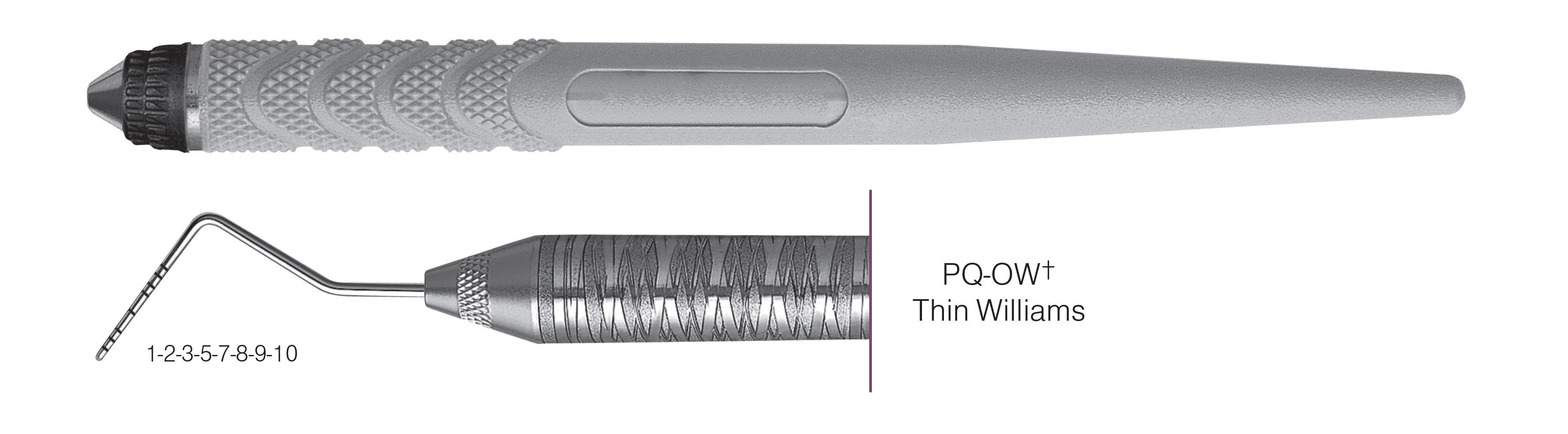 HF-PQOW6-8, COLOR-CODED PROBES PQ-OW+ Thin Williams, Black markings, 1-2-3-5-7-8-9-10 mm, Handle Resin Eight, Single End