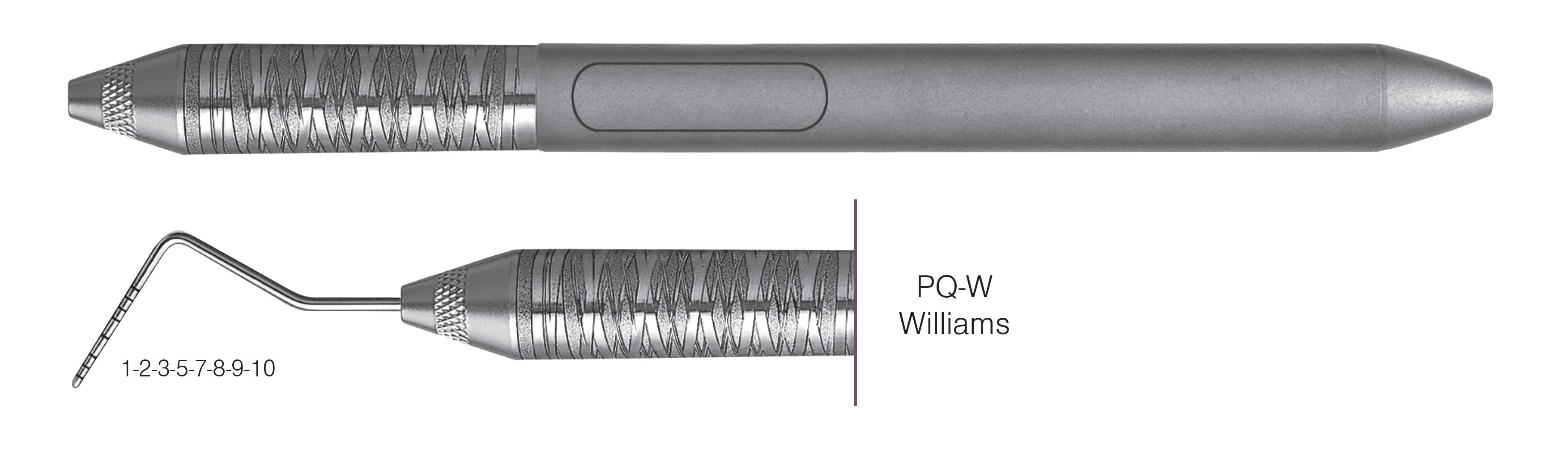 HF-PQW6-6, COLOR-CODED PROBES PQ-W Williams, Black markings, 1-2-3-5-7-8-9-10 mm, Handle Satin Steel, Aluminum Titanium Nitride (AlTiN) coating, Single End