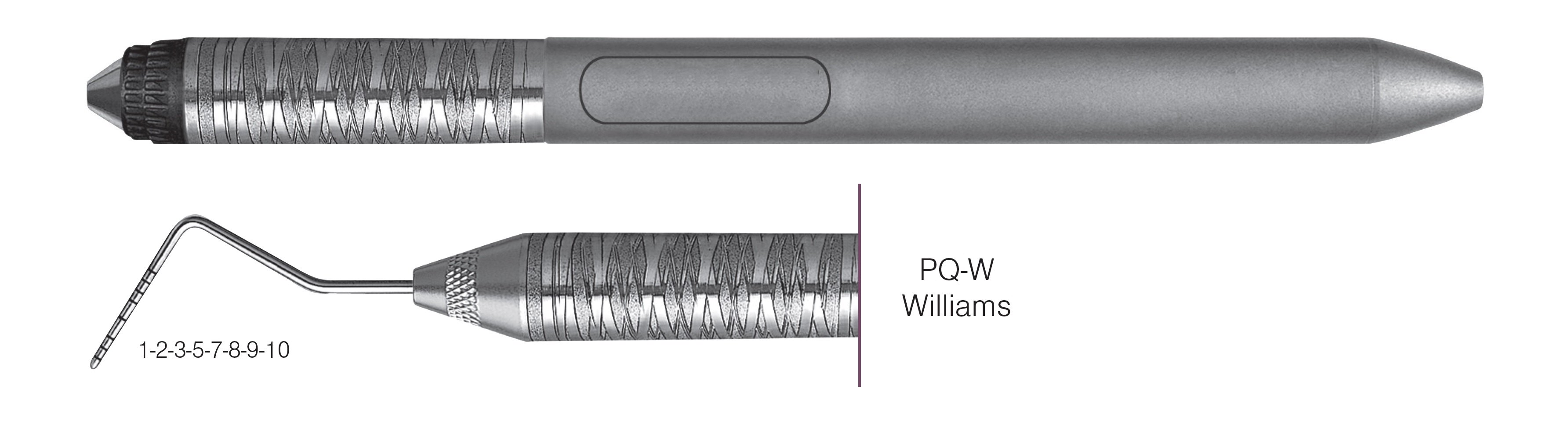 HF-PQW6-7, COLOR-CODED PROBES PQ-W Williams, Black markings, 1-2-3-5-7-8-9-10 mm, Handle Satin Steel Colours, Aluminum Titanium Nitride (AlTiN) coating, Single End