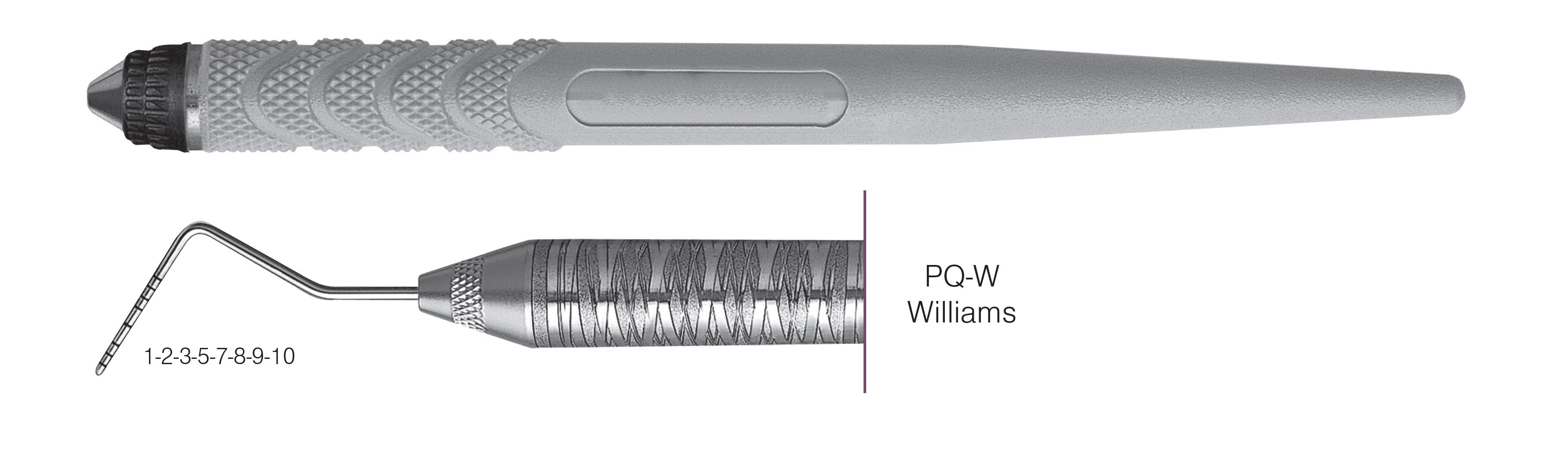 HF-PQW6-8, COLOR-CODED PROBES PQ-W Williams, Black markings, 1-2-3-5-7-8-9-10 mm, Handle Resin Eight, Single End