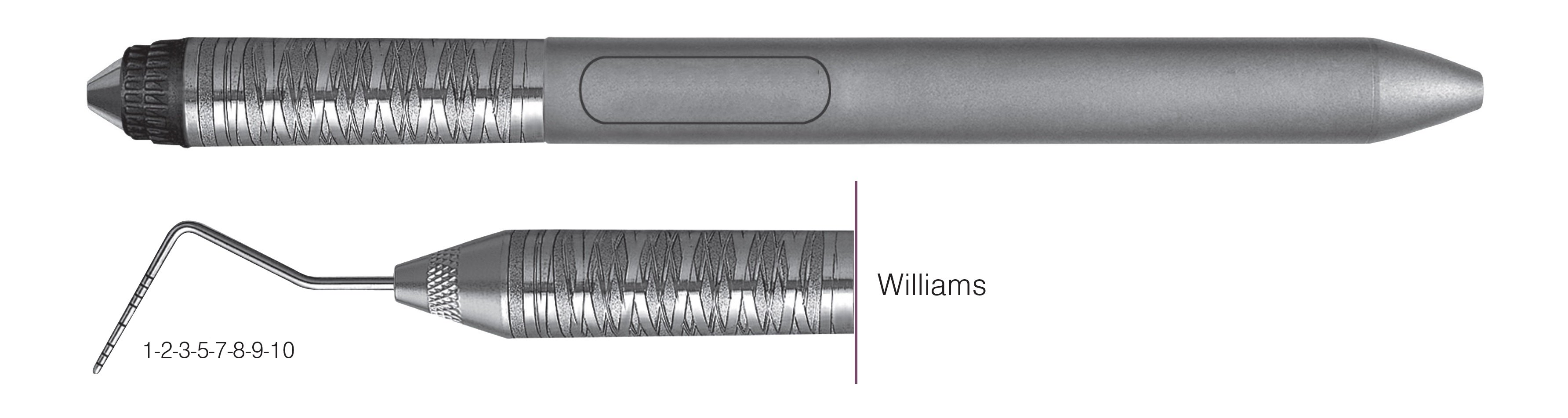 HF-PW6-7, SINGLE-ENDED PROBES Williams, Black markings, 1-2-3-5-7-8-9-10 mm, Handle Satin Steel Colours, Aluminum Titanium Nitride (AlTiN) coating, Single End