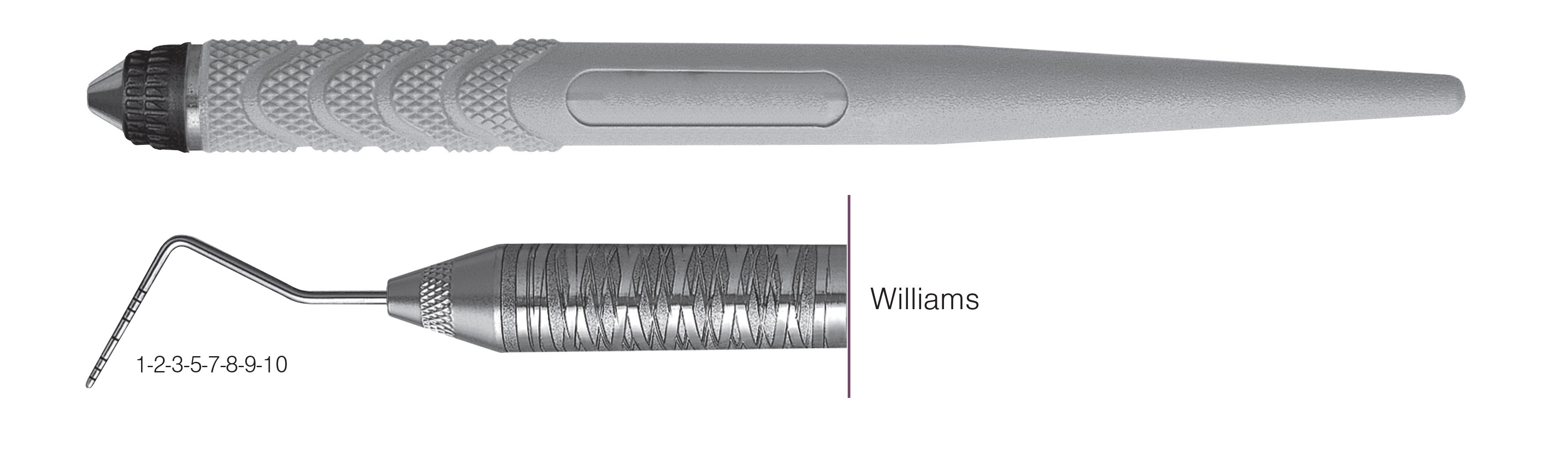 HF-PW6-8, SINGLE-ENDED PROBES Williams, Black markings, 1-2-3-5-7-8-9-10 mm, Handle Resin Eight, Single End