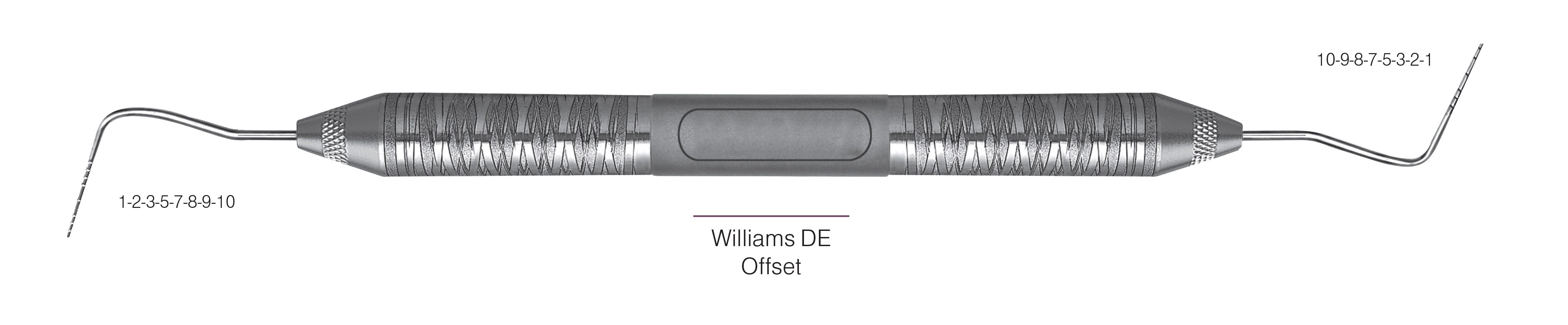 HF-PWD6-6, PROBES DOUBLE-ENDED Williams DE/Offset, Black markings, 1-2-3-5-7-8-9-10 mm & 10-9-8-7-5-3-2-1 mm, Handle Satin Steel, Aluminum Titanium Nitride (AlTiN) Coating, Double Ended