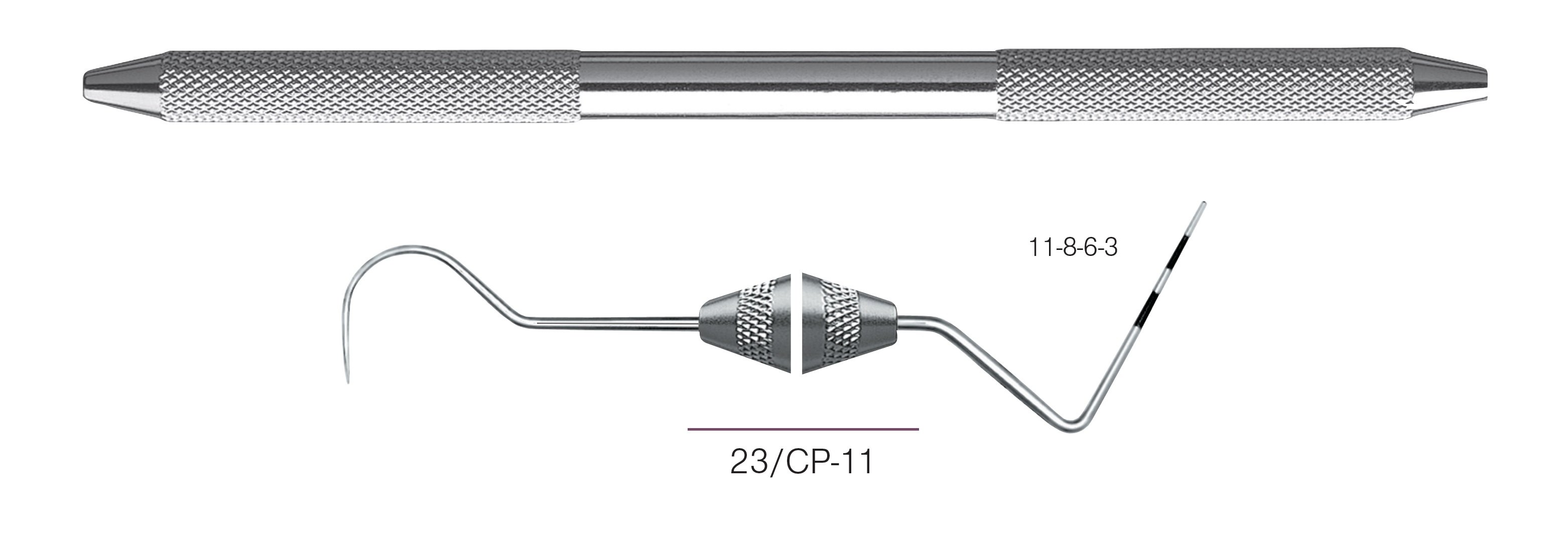 HF-XP23-116-31, EXPROS, Explorer #23/CP-11 Probes, Black markings, 11-8-6-3 mm, Handle round, Double Ended