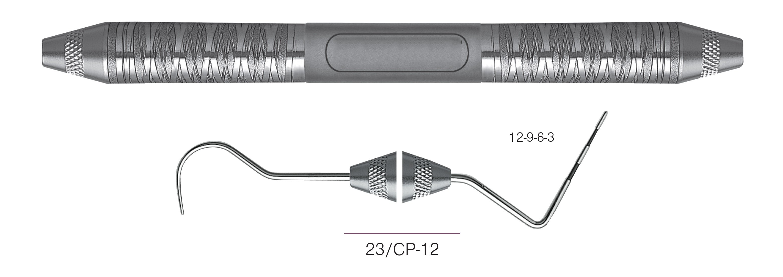 HF-XP23-126-6, EXPROS, Explorer # 23/CP-12 Probes, Black markings, 12-9-6-3 mm, Handle Satin Steel, Aluminum Titanium Nitride (AlTiN) Coating, Double Ended