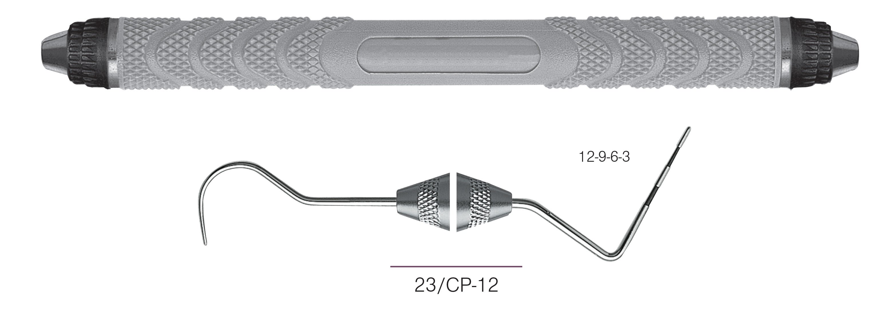 HF-XP23-126-8, EXPROS, Explorer # 23/CP-12 Probes, Black markings, 12-9-6-3 mm, Handle Resin Eight, Double Ended