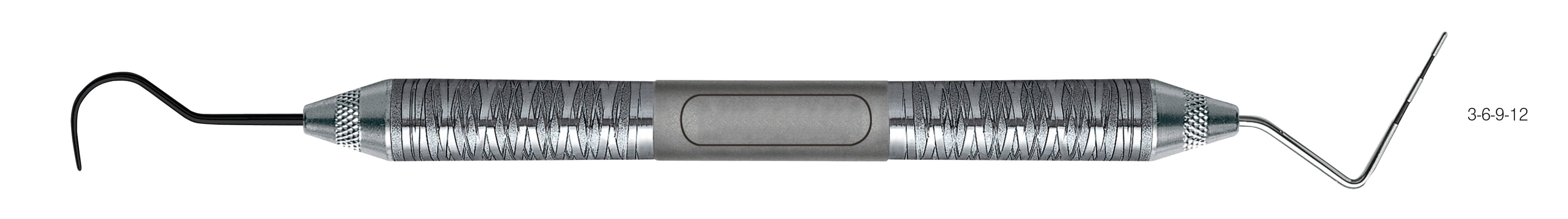 HF-XP23-12XTS-6, Combination Explorers and Probes #23/CP12, Probes 3-6-9-12, Explorer tip Dark coating, Handle Satin Steel, Aluminum Titanium Nitride (AlTiN) Coating, Double Ended