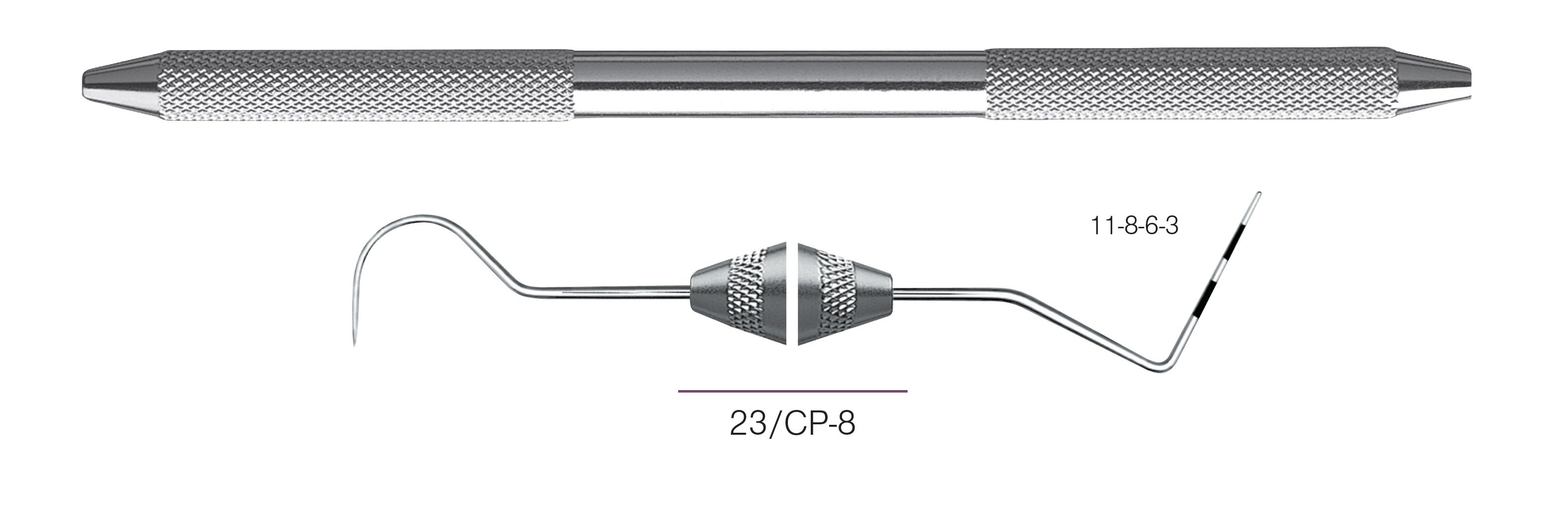 HF-XP23-86-31, EXPROS, Explorer #23/CP-8 Probes, Black markings, 11-8-6-3 mm, Handle round, Double Ended