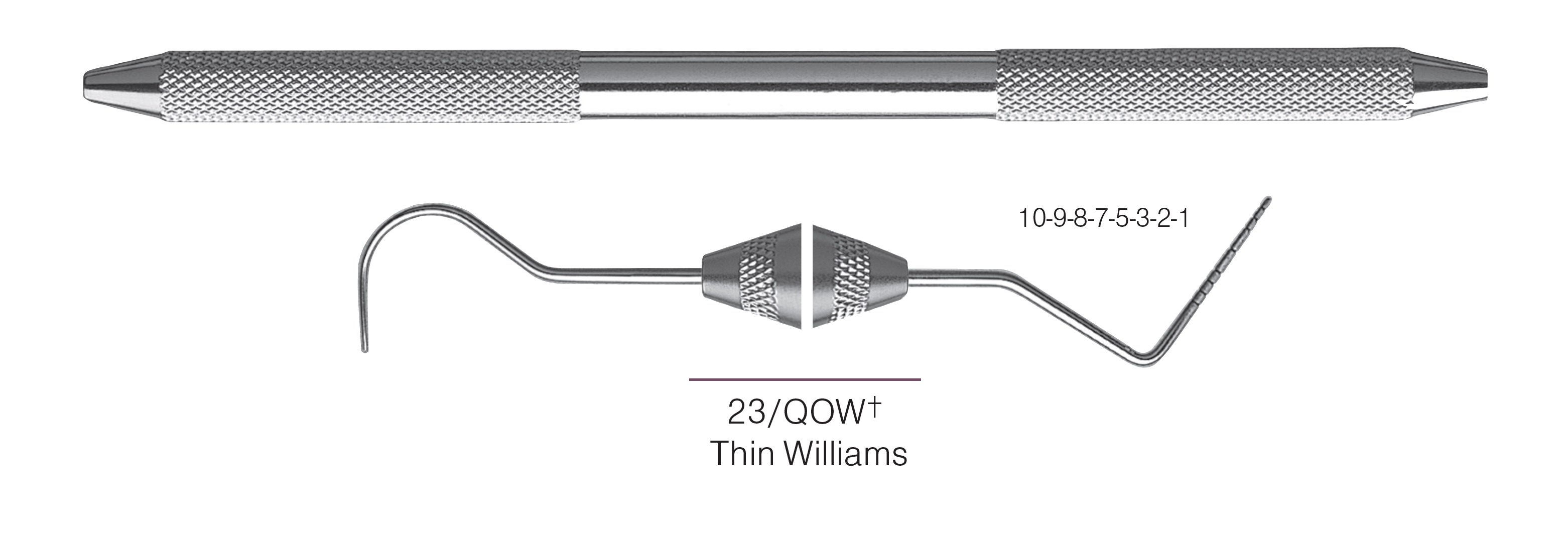 HF-XP23-QOW6-31, EXPROS, Explorer #23/QOW+ Thin Williams Probes, Black markings, 10-9-8-7-5-3-2-1 mm, Handle round, Double Ended