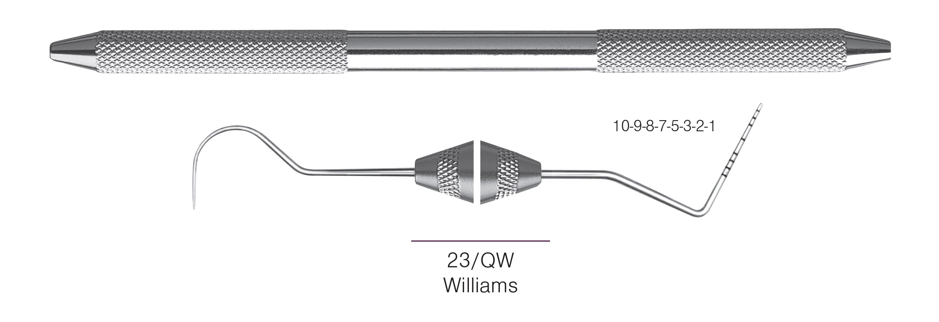 HF-XP23-QW6-31, EXPROS, Explorer #23/QW and Williams Probes, Black markings, 10-9-8-7-5-3-2-1 mm, Handle round, Double Ended