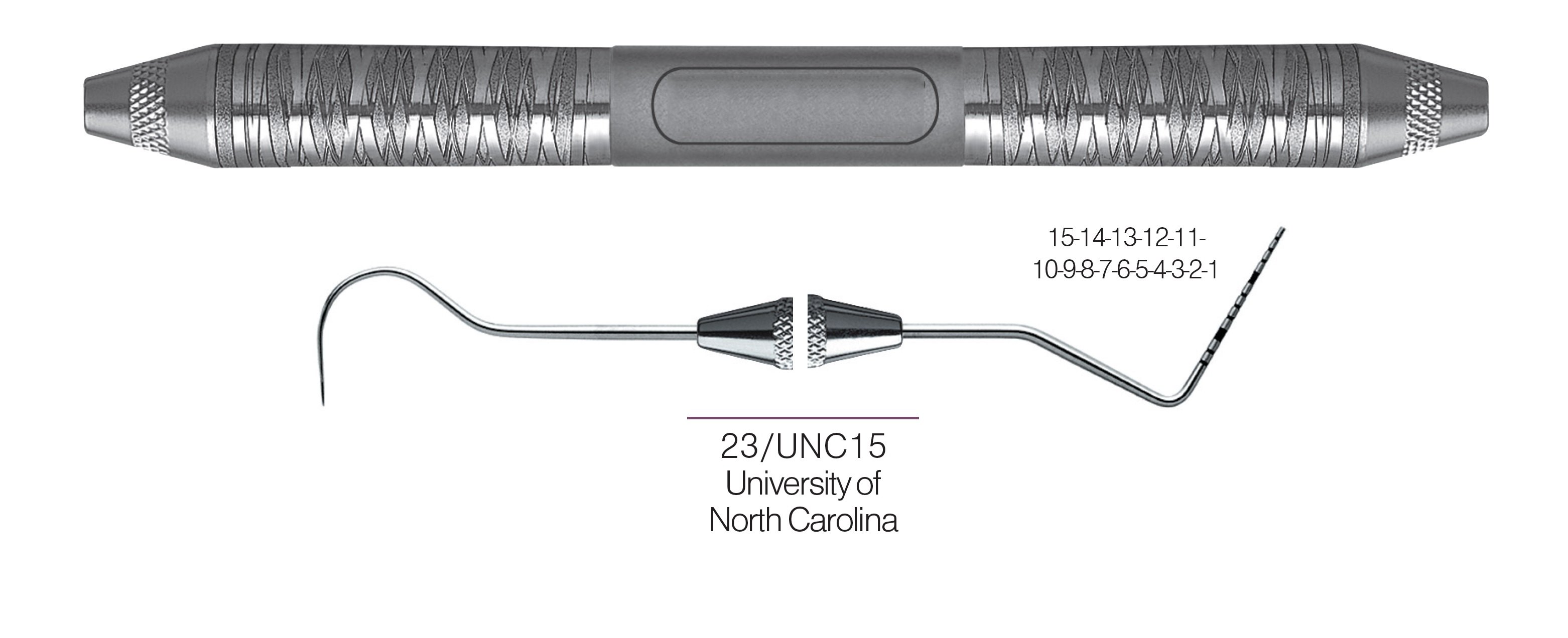 HF-XP23-UNC15-6, EXPROS, Explorer #23/UNC15 Probes, Black markings, 15-14-13-12-11-10-9-8-7-6-5-4-3-2-1 mm, Handle Satin Steel, Aluminum Titanium Nitride (AlTiN) Coating, Double Ended