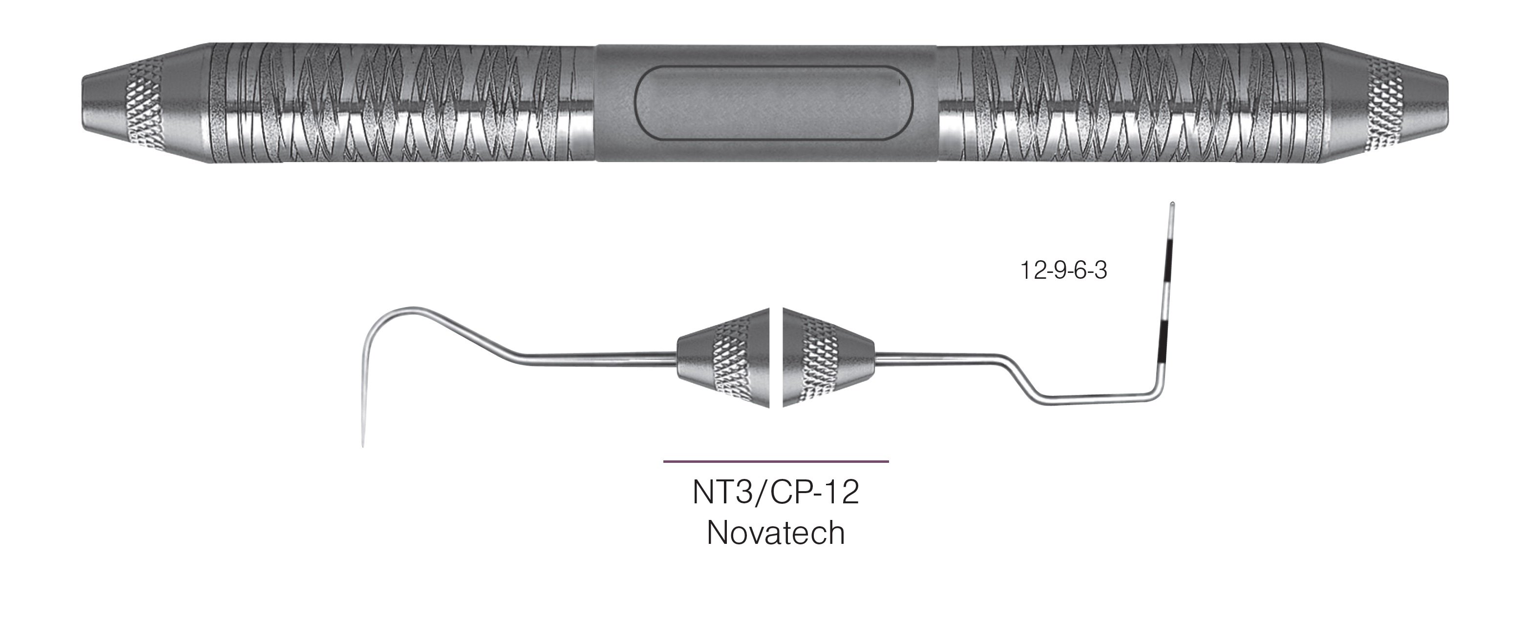 HF-XPNT36-6, EXPROS, Explorer #NT3/CP-12 Novatech Probes, Black markings, 12-9-6-3 mm, Handle Satin Steel, Aluminum Titanium Nitride (AlTiN) Coating, Double Ended