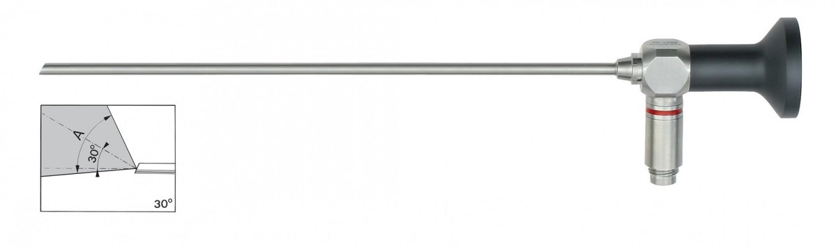 LW-49-0002, Autoclavable Telescopes 134° C / 2.3 bar, Diameter 1.9 mm, Working length (L) 60 mm, Viewing direction 300, Viewing angle (A) 650, Colour code Red