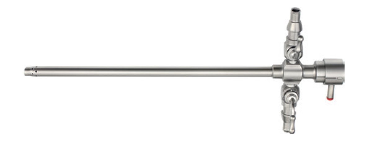 LW-49-0279, Trocar sheaths with 2 stopcock, Ø 6.0 mm, for telescopes 30°, Ø 4.0 x 185 mm, Colour code Red