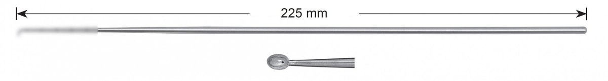 LW-49-0455, Curette 3.0 mm, curved, Stems alone, length 225 mm