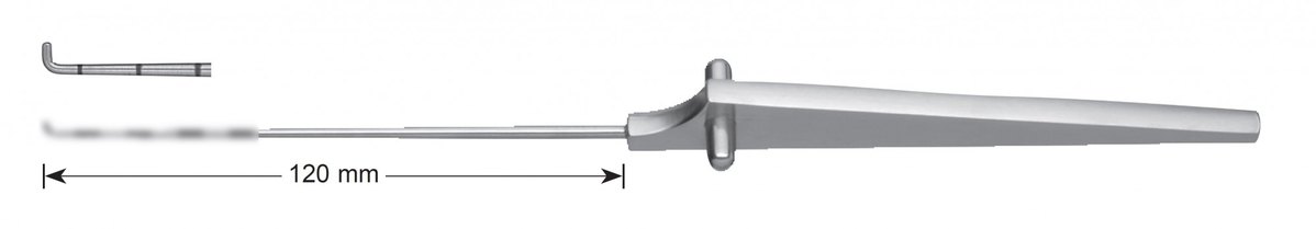 LW-49-0652, Exploring hooks, graduated 5.0 mm, Solid Triangular Handle, working length 120 mm, total length 235 mm