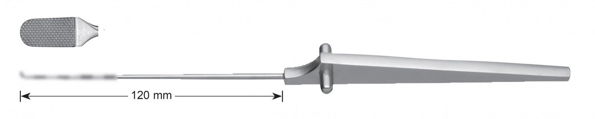 LW-49-0660, Cartilage rasp, fine, Solid Triangular Handle, working length 120 mm, total length 235 mm