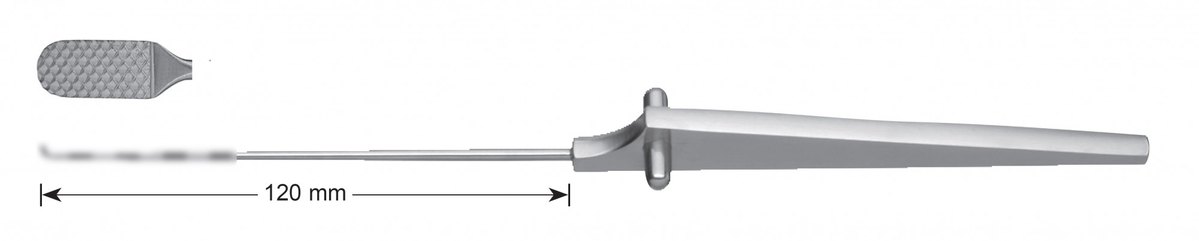 LW-49-0661, Cartilage rasp, coarse, Solid Triangular Handle, working length 120 mm, total length 235 mm