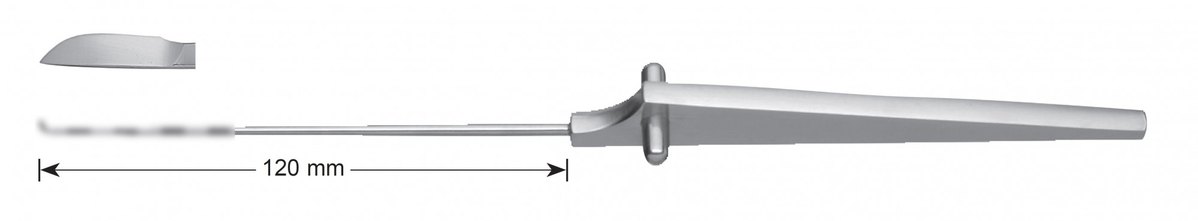 LW-49-0673, Scalpel Knife curved EDGE, Solid Triangular Handle, working length 120 mm, total length 235 mm