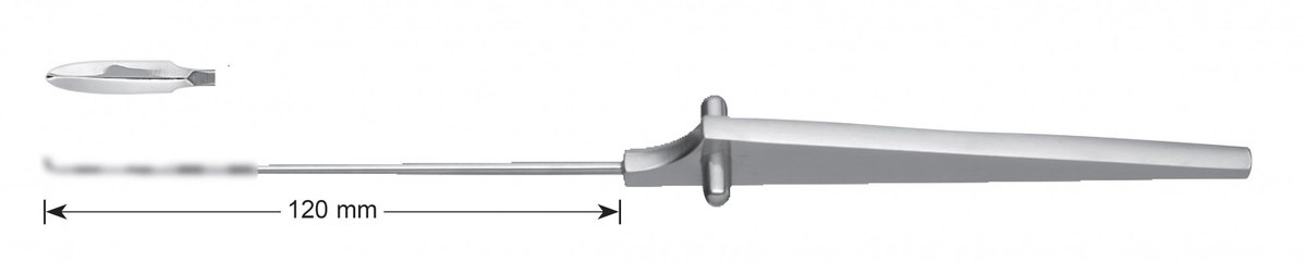 LW-49-0677, “Banana“ knife, smooth, curved, Solid Triangular Handle, working length 120 mm, total length 235 mm