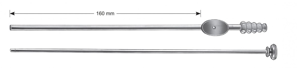 LW-49-0695, Suction tube with suction interruptor, including magnetic rod. To remove broken instrument parts from joints, Ø 5.0 mm, working length 160 mm