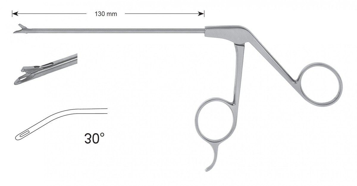 LW-49-0812, Punches with Slope Tip, Diameter of the shaft 3.50 mm, Width of bite 1.50 mm, straight/curved to left 300, working length 130 mm