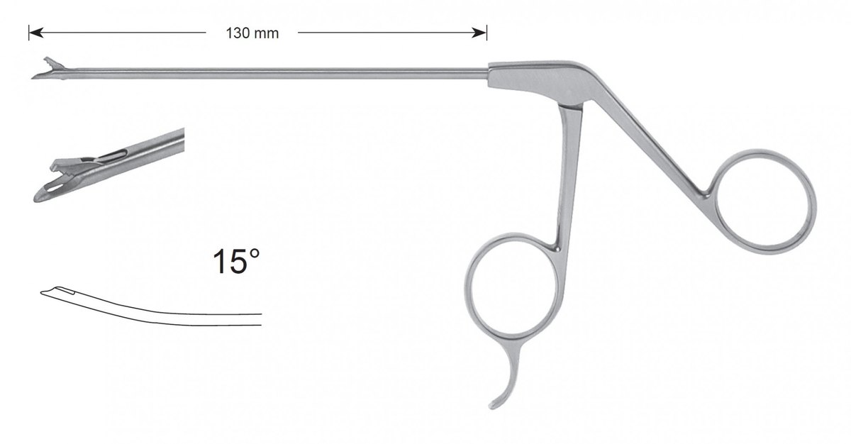 LW-49-0813, Punches with Slope Tip, Diameter of the shaft 3.50 mm, Width of bite 1.50 mm, straight/curved upward 150, working length 130 mm