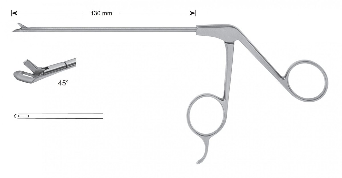 LW-49-0815, Punches with Slope Tip, Diameter of the shaft 3.50 mm, Width of bite 1.50 mm, angled to right 450/ straight, working length 130 mm